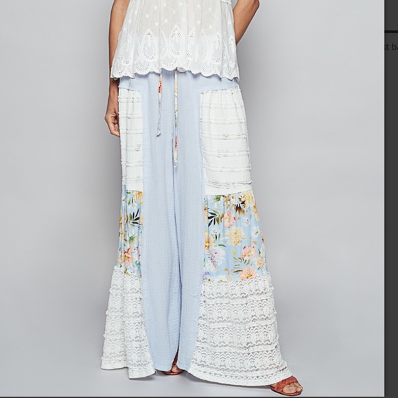 POL Light Blue Floral Wide Leg Pants - Picture 2 of 5